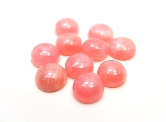 天然石 ルース　インカローズ Incarose Rhodochrosite　ラウンドカボション　5mm（2個セット） 1枚目の画像