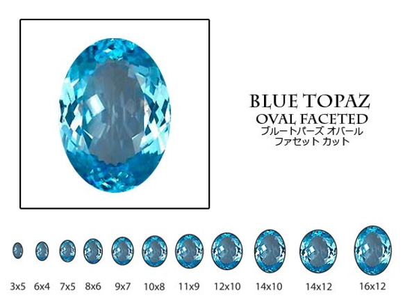 天然石 ルース 卸売　ブルートパーズ（bluetopaz）　オーバルカット　3x5mm 1枚目の画像