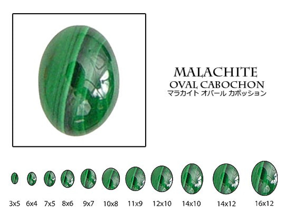 天然石 ルース 卸売　マラカイト（malachite）　オーバルカボション　4x6mm（2個セット） 1枚目の画像