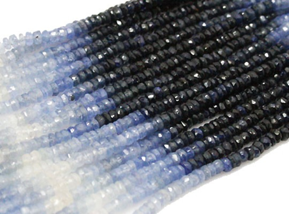 天然石 ビーズ ライン 卸売　グラデーションカラーサファイア（sapphire）　ボタンカットビーズ 　ali-206 2枚目の画像