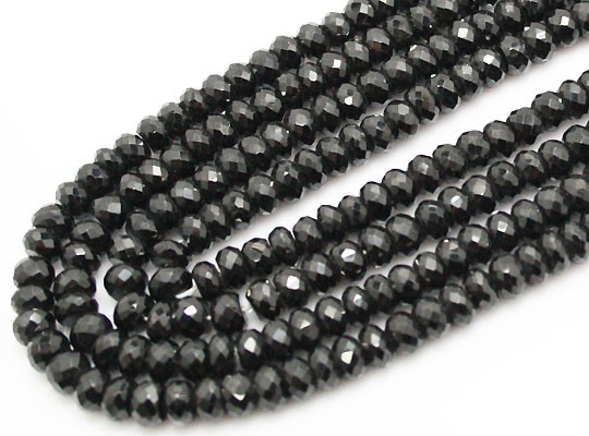 天然石 ビーズ ライン 卸売　ブラックスピネル　ボタンカットビーズ 　bl-spinel-7-8