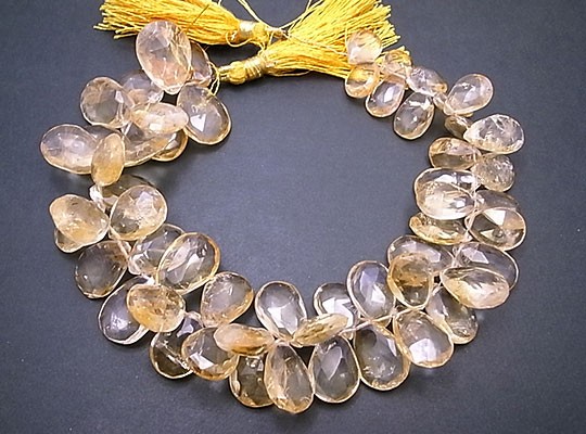天然石 ビーズ ライン 卸売　シトリン(Citrine)　ドロップカットビーズ　ali-c-45l 5,180円