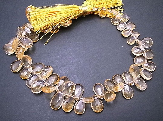 天然石 ビーズ ライン 卸売　シトリン(Citrine)　ドロップカットビーズ　ali-c-45s