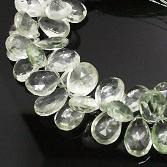 天然石珠子線批發綠色紫水晶滴滴對形狀珠子零件（一半）ali-103 第2張的照片