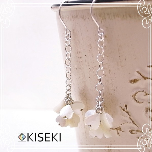 KISEKI　マザーオブパール花びらピアス　de-89-ks-15 5枚目の画像