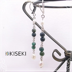 KISEKI Emerald＆淡水珍珠耳環de-89-ks-28 第4張的照片