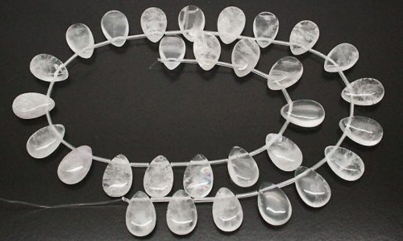 天然石珠子系列批發水晶石英（水晶）雙滴狀珠子零件37-15x10x6-哭 第1張的照片