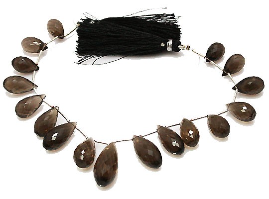 天然石 ビーズ ライン 卸売　スモーキークォーツ/煙水晶　ペアシェイプカット・ブリオレットビーズ　ali-138