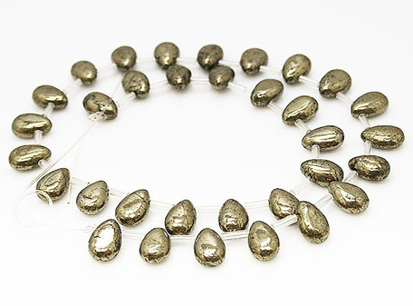 天然石珠線批發黃鐵礦（黃鐵礦）滴珠liw-py-83 第1張的照片