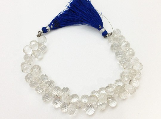 天然石 ビーズ ライン 卸売　クリスタルクォーツ(水晶)　ペアシェイプカットビーズ　ali-148b