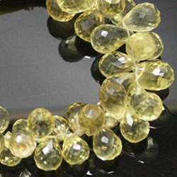 天然石珠線批發檸檬石英硫水晶滴梨形 Breolet 切割珠 ali-145 第2張的照片