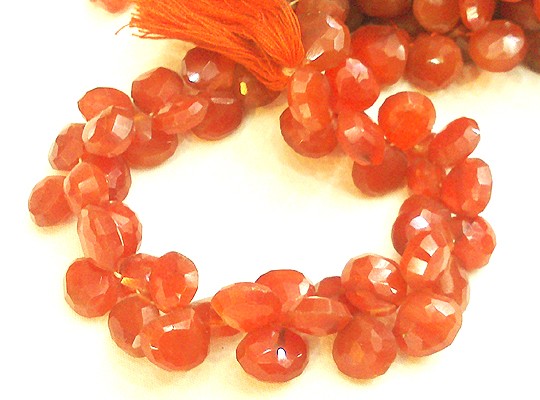天然石 ビーズ ライン 卸売　カーネリアン(レッドアゲート）/赤瑪瑙　マロンカットビーズ　ali-79b