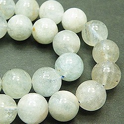 天然石 ビーズ 卸売　アクアマリン（Aquamarine）　丸玉ビーズ（1本）　aqu-10-th