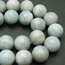 天然石珠批發海藍寶石（海藍寶石）圓珠（半股）aqu-12 th 第1張的照片