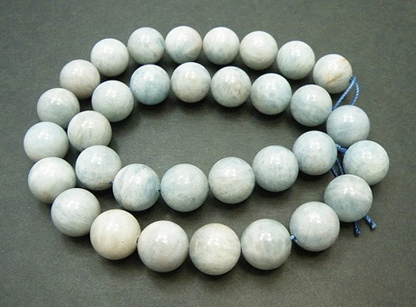 天然石珠批發海藍寶石（海藍寶石）圓珠（半股）aqu-12 th 第2張的照片