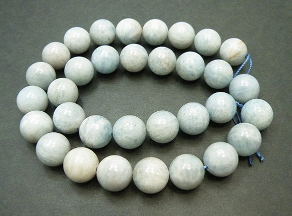 天然石珠批發海藍寶石（海藍寶石）圓珠（一套）aqu-12-th 第2張的照片
