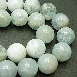 天然石珠批發海藍寶石（海藍寶石）圓珠（半股）aqu-14-th 第2張的照片
