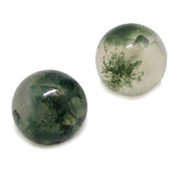 天然石パーツ　モスアゲート（Moss agate）　丸玉パーツ(穴あり)　ti-pa-1171　20個セット 1枚目の画像