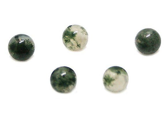 天然石材配件Moss瑪瑙（Moss瑪瑙）圓球配件（帶孔）ti-pa-1171 20件套 第2張的照片