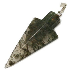 天然石材配件Moss瑪瑙（Moss瑪瑙）劍形吊墜配件ti-pa-1172（2件） 第1張的照片