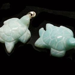 天然石材配件亞馬遜（Amazonite）龜龜挂件配件ti-pa-1313 第2張的照片