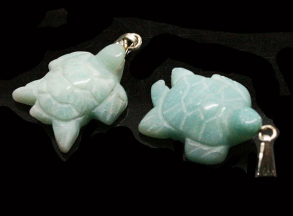 天然石材配件亞馬遜（Amazonite）龜龜挂件配件ti-pa-1313 第2張的照片