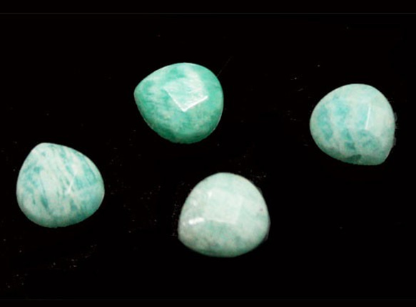 天然石パーツ　アマゾナイト(Amazonite)　ドロップカット（横貫通穴）5個セット　ti-pa-1333 1枚目の画像