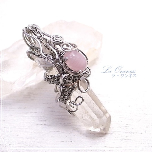 ラ・ワンネス 水晶六角柱とローズクォーツ ペンダントトップ de