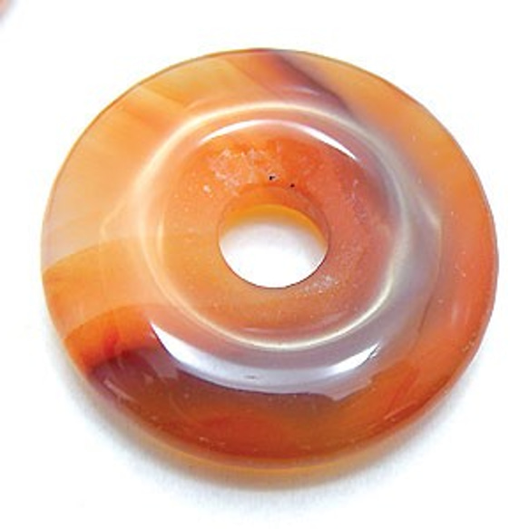 天然石材零件P.Disk瑪瑙（紅瑪瑙）甜甜圈類型（1個）timy-pd-14約30mm 第1張的照片