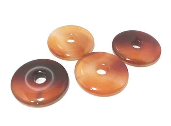 天然石材零件P.Disk瑪瑙（紅瑪瑙）甜甜圈類型（1個）timy-pd-14約30mm 第2張的照片