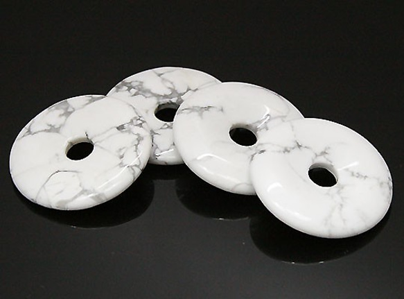 天然石材零件峰盤Howrite（Howrite）甜甜圈形狀（3件套）ti-p-disk-70約20毫米 第2張的照片