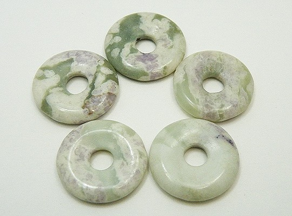 天然石材部件豌豆圓盤海洋碧玉甜甜圈型（3件套）ti-p-disk-66約20毫米 第2張的照片