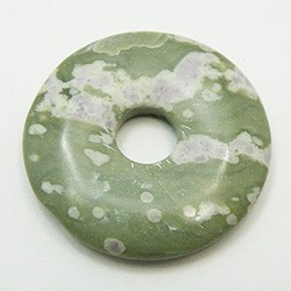 天然石材部件豌豆圓盤海洋碧玉甜甜圈型（3件套）ti-p-disk-66約30毫米 第1張的照片