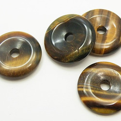 天然石材配件豌豆圓盤虎眼圓環型（3件）timy-pd-8約20毫米 第2張的照片