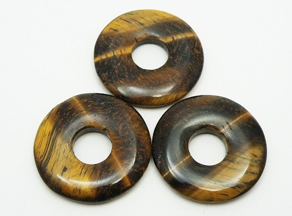 天然石材配件豌豆圓盤虎眼圓環形狀（3件）timy-pd-8約30毫米 第2張的照片