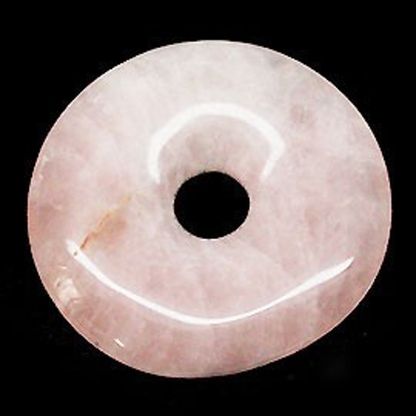 天然石パーツ　ピーディスク　ローズクォーツ（紅水晶）　ドーナツ型　timy-p-d-19　約40mm 1枚目の画像