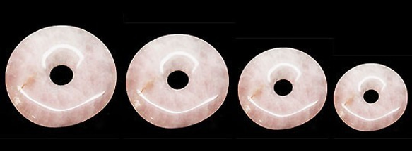 天然石材零件豌豆盤玫瑰石英甜甜圈造型 Timy-PD-19 約 40 毫米 第4張的照片