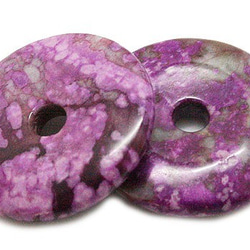 天然石材配件豌豆圓盤紫色花碧玉甜甜圈型（3件套）ti-pa-1491約30毫米 第2張的照片
