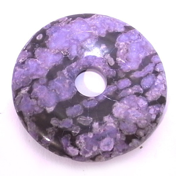 天然石材零件豌豆盤紫花碧玉甜甜圈形狀 ti-pa-1491 約 40 毫米 第3張的照片