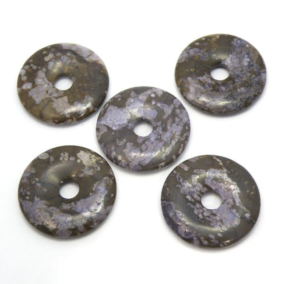 天然石材零件豌豆盤紫花碧玉甜甜圈形狀 ti-pa-1491 約 40 毫米 第6張的照片