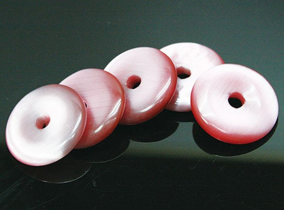 天然石材配件豌豆圓盤貓眼圓環型（5件套）ti-p-disk-56約25毫米 第2張的照片