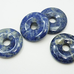 天然石材零件豌豆盤方鈉石甜甜圈形狀（3 件組） timy-pd-12 約 30 毫米 第2張的照片