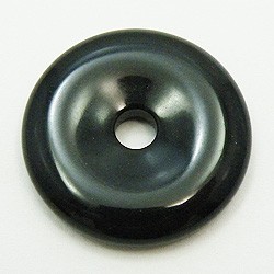 天然石パーツ　ピーディスク　オニキス（Onix）　ドーナツ型（3個セット）　ti-p-disk-13　約25mm 1枚目の画像