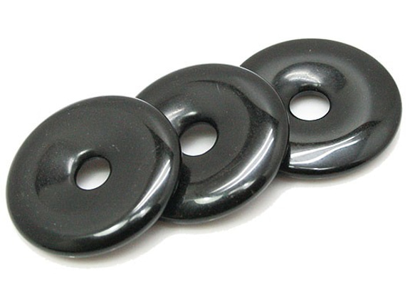 天然石零件 Onix 甜甜圈型 （3 件套） ti-p-disk-13 約 25 毫米 第2張的照片