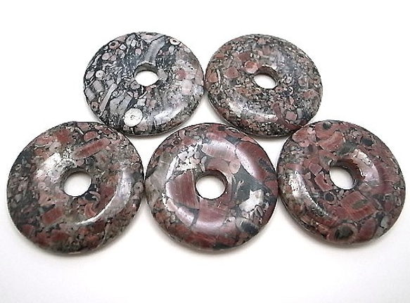 天然石零件 Peadisc Jasper 甜甜圈型 timy-pd-6 約 40mm 第2張的照片