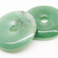 天然石零件 Peadisc Green Aventurin 甜甜圈型 （3 件套） timy-pd-5 約 40 毫米 第2張的照片