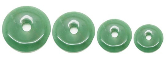 天然石零件 Peadisc Green Aventurin 甜甜圈型 （3 件套） timy-pd-5 約 40 毫米 第3張的照片
