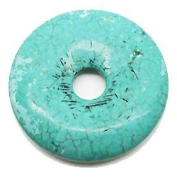 天然石材零件豌豆盤綠松石染色甜甜圈形狀 Timy-PD-10 約 40 毫米 第1張的照片