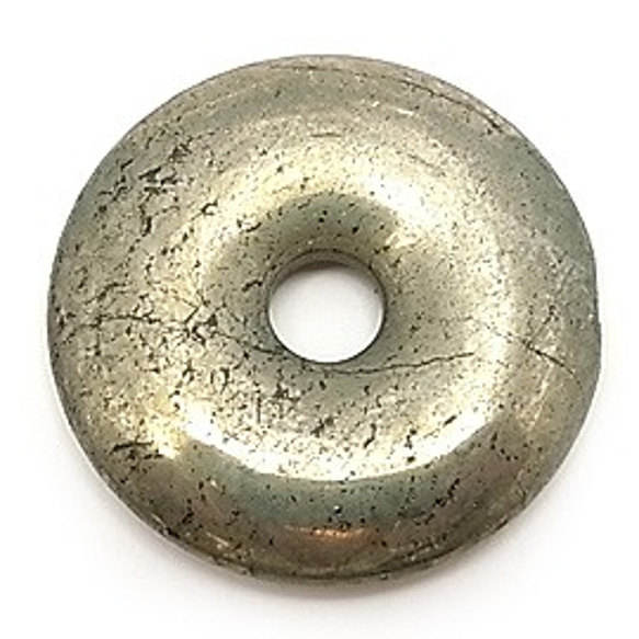 天然石材零件豌豆圓盤黃鐵礦甜甜圈形 pyr-pd-40 約 40 毫米 第1張的照片