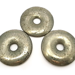 天然石材零件豌豆圓盤黃鐵礦甜甜圈形 pyr-pd-40 約 40 毫米 第2張的照片